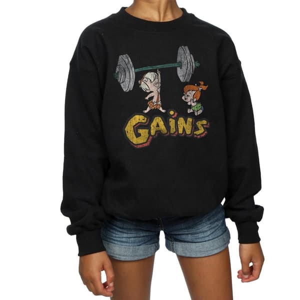 The Flintstones Girls Bam Bam Gains Distressed Sweatshirt