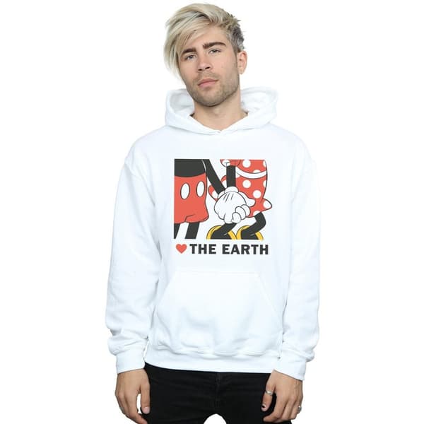 Disney Mens Mickey Mouse Heart The Earth Hoodie