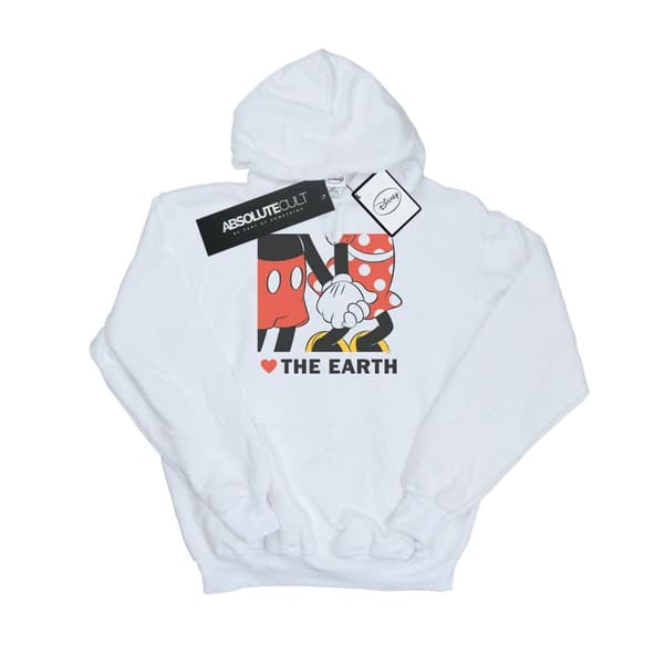 Disney Mens Mickey Mouse Heart The Earth Hoodie