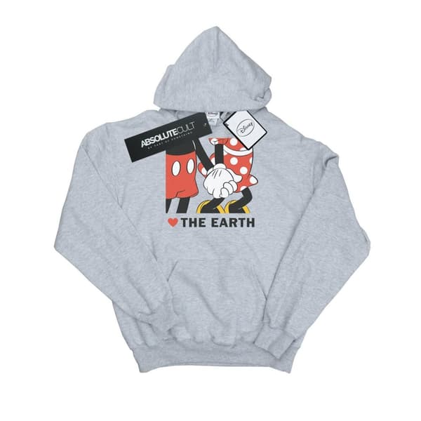 Disney Mens Mickey Mouse Heart The Earth Hoodie