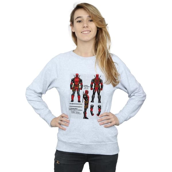 Marvel Womens/Ladies Deadpool Action Figure Plans Sweatshirt