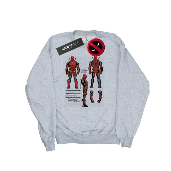 Marvel Womens/Ladies Deadpool Action Figure Plans Sweatshirt