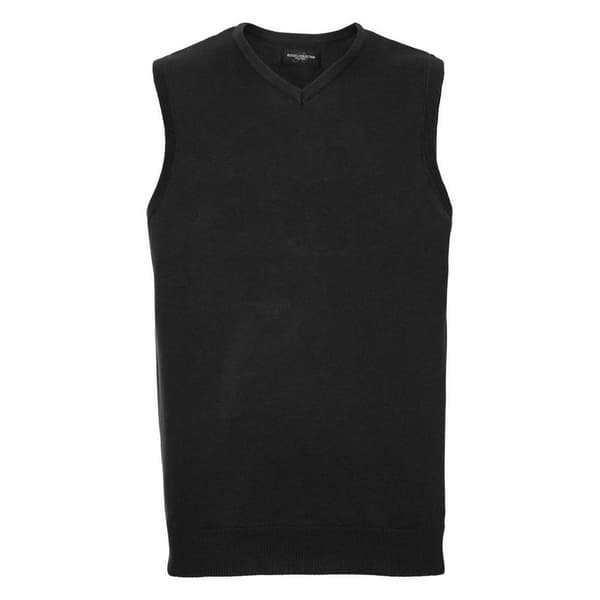 Russell Collection Mens Knitted V Neck Sleeveless Sweatshirt
