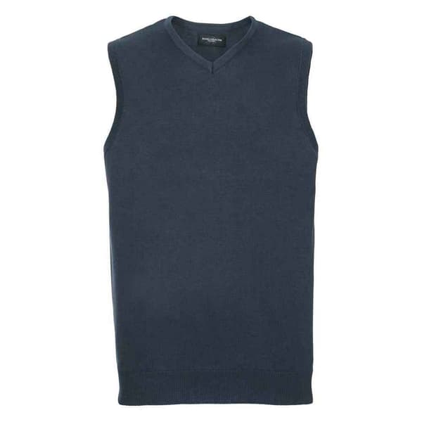 Russell Collection Mens Knitted V Neck Sleeveless Sweatshirt French Navy M