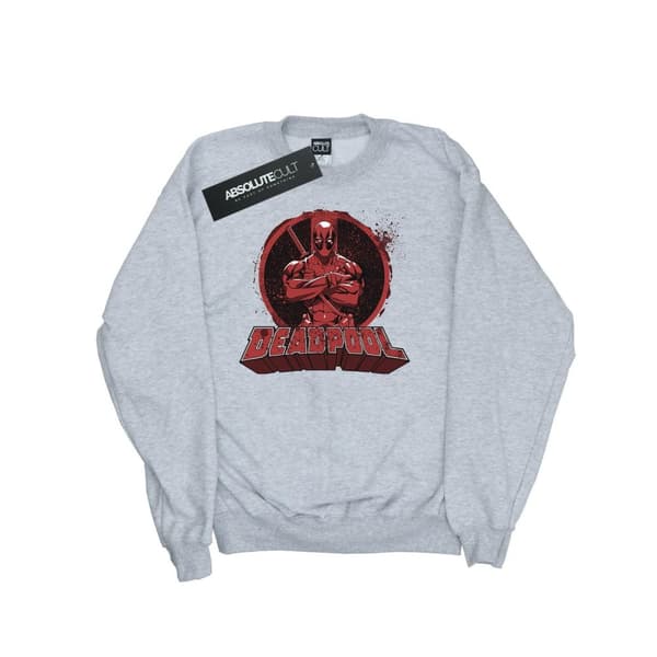Marvel Mens Deadpool Crossed Arms Logo Sweatshirt