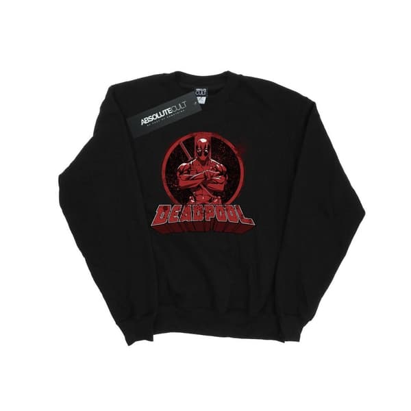 Marvel Mens Deadpool Crossed Arms Logo Sweatshirt