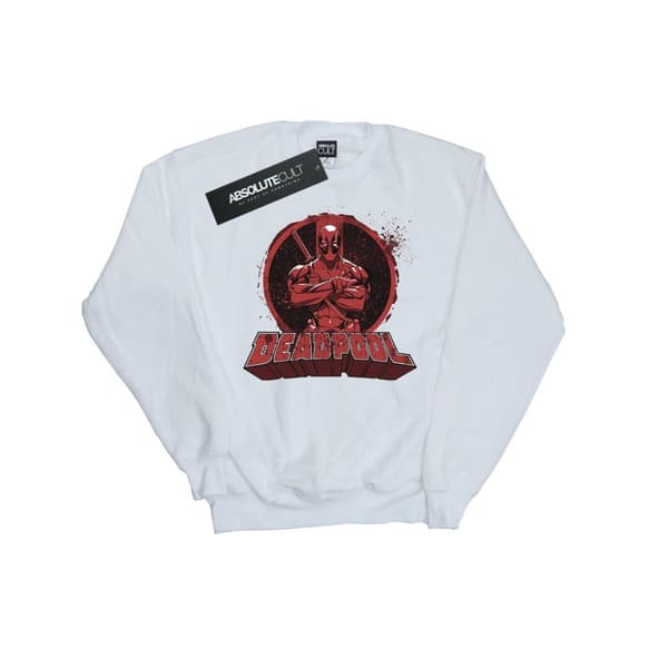 Marvel Mens Deadpool Crossed Arms Logo Sweatshirt