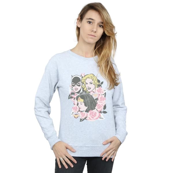 DC Comics Dam/Tjej Super Powers Sweatshirt med blommig ram