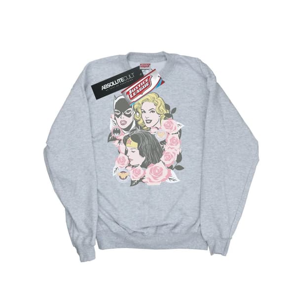 DC Comics Dam/Tjej Super Powers Sweatshirt med blommig ram