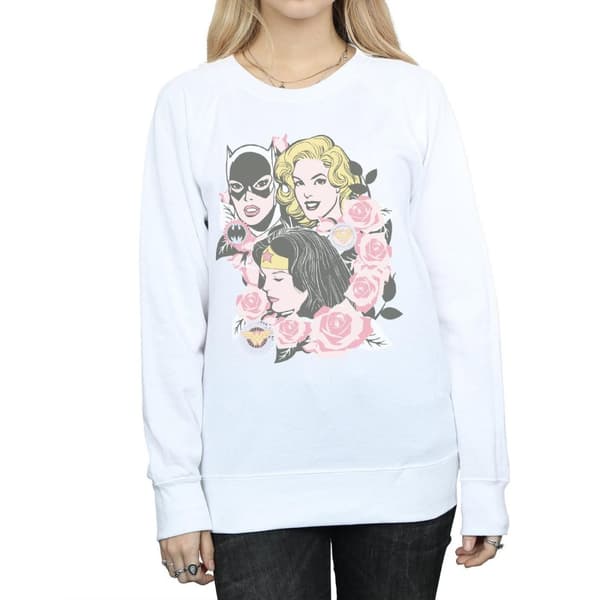 DC Comics Dam/Tjej Super Powers Sweatshirt med blommig ram