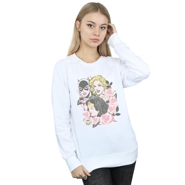 DC Comics Dam/Tjej Super Powers Sweatshirt med blommig ram