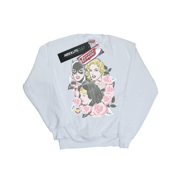 DC Comics Dam/Tjej Super Powers Sweatshirt med blommig ram White L
