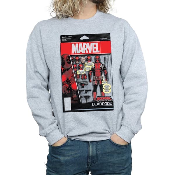 Marvel Mens Deadpool Action Figure Sweatshirt