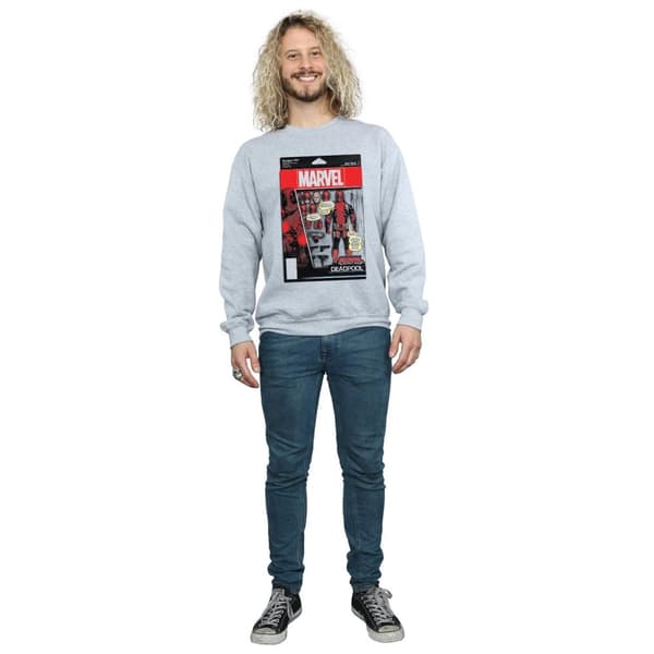 Marvel Mens Deadpool Action Figure Sweatshirt