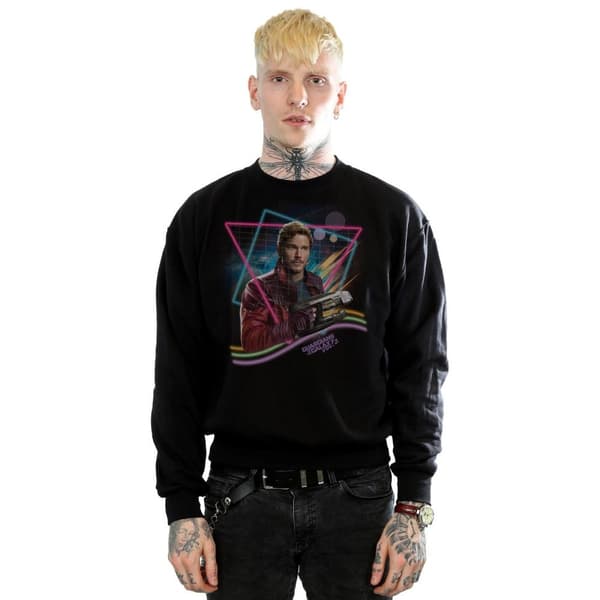 Marvel Mens Guardians Of The Galaxy Neon Star Lord Sweatshirt Black 3XL