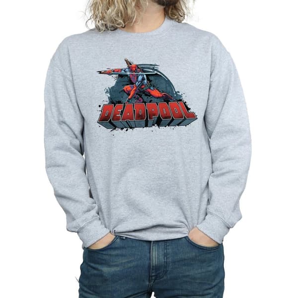 Marvel Mens Deadpool Sword Logo Sweatshirt