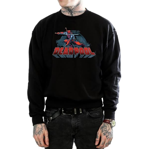 Marvel Mens Deadpool Sword Logo Sweatshirt