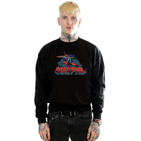 Marvel Mens Deadpool Sword Logo Sweatshirt