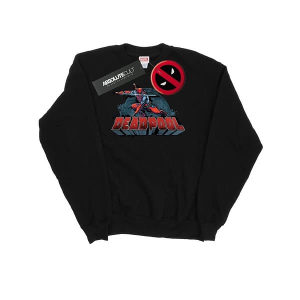 Marvel Mens Deadpool Sword Logo Sweatshirt Black 3XL