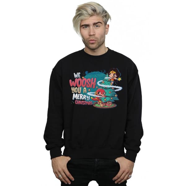 DC Comics Mens Super Friends We WHOOSH You A Merry Christmas Sweatshirt