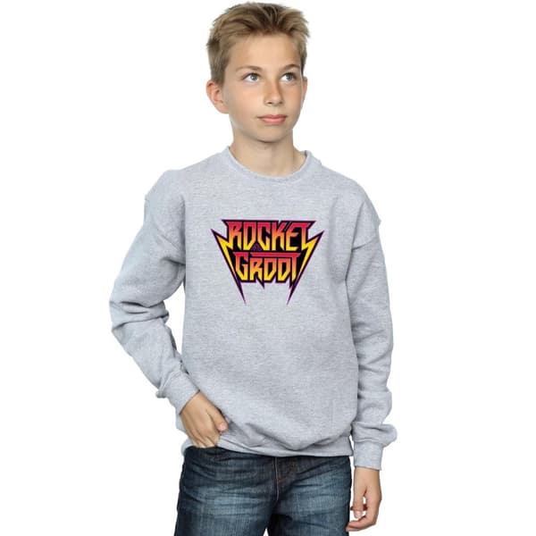 Marvel Boys Guardians Of The Galaxy Vol. 2 Rocket And Groot Metal Logo Sweatshirt