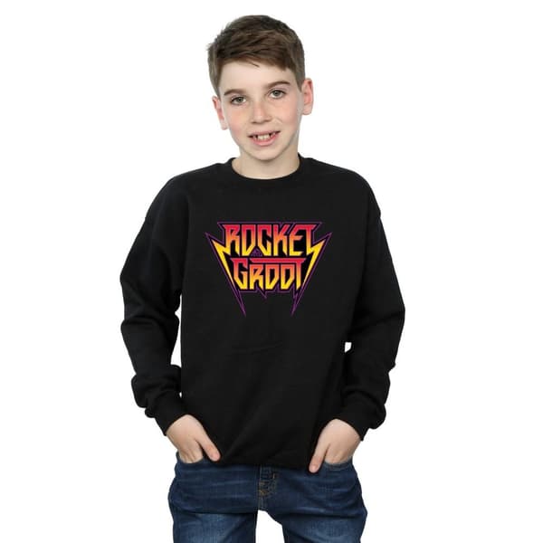 Marvel Boys Guardians Of The Galaxy Vol. 2 Rocket And Groot Metal Logo Sweatshirt