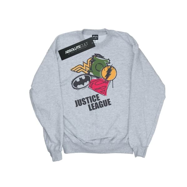 DC Comics Dam/Tjej Justice League Spray Logos Sweatshirt Heather Grey M