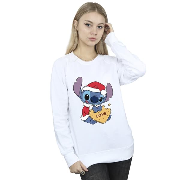 Disney Womens/Ladies Lilo And Stitch Christmas Love Biscuit Sweatshirt