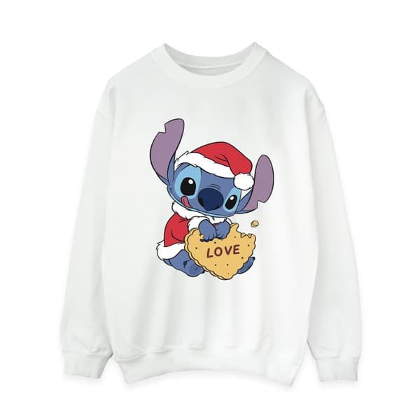 Disney Womens/Ladies Lilo And Stitch Christmas Love Biscuit Sweatshirt