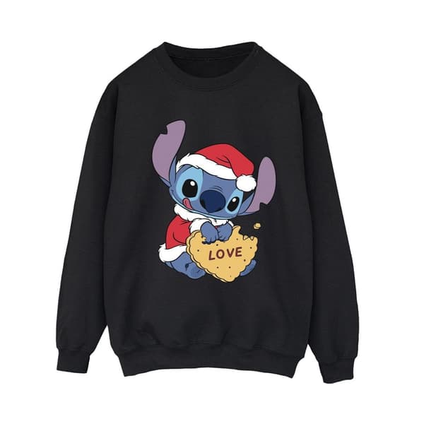 Disney Womens/Ladies Lilo And Stitch Christmas Love Biscuit Sweatshirt