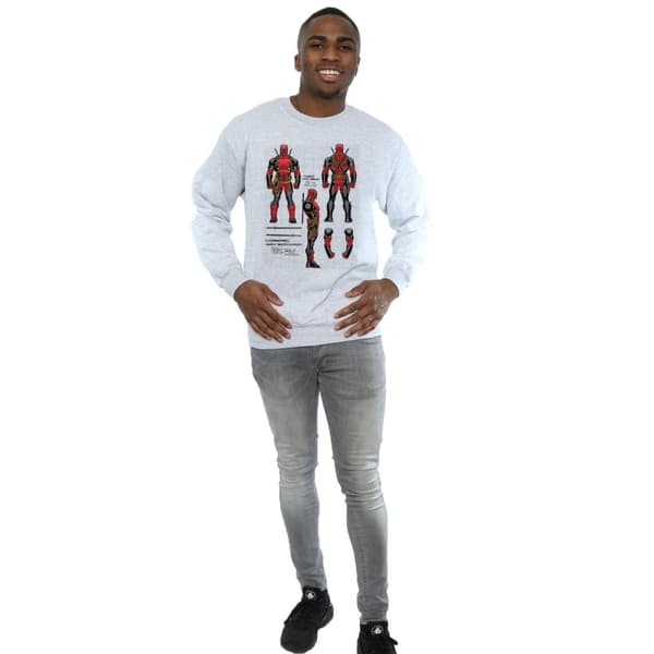 Marvel Mens Deadpool Action Figure Plans Sweatshirt