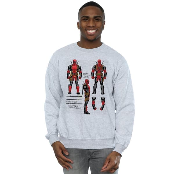 Marvel Mens Deadpool Action Figure Plans Sweatshirt