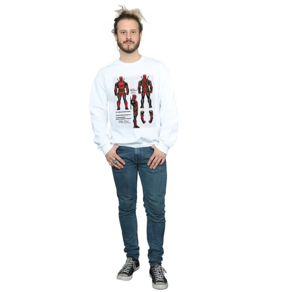 Marvel Mens Deadpool Action Figure Plans Sweatshirt