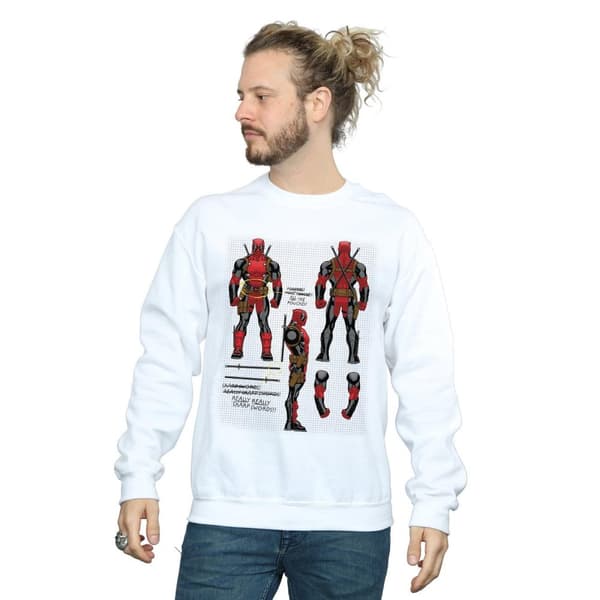 Marvel Mens Deadpool Action Figure Plans Sweatshirt
