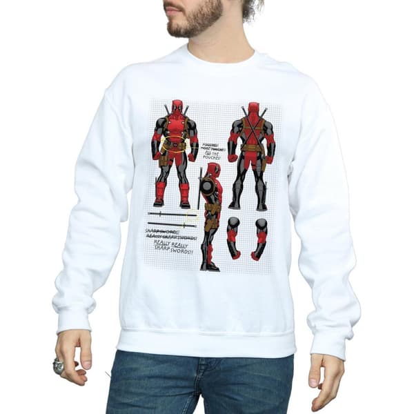 Marvel Mens Deadpool Action Figure Plans Sweatshirt