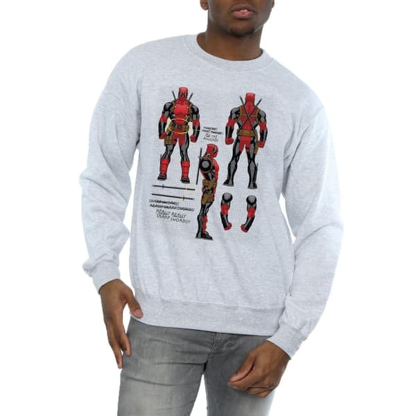 Marvel Mens Deadpool Action Figure Plans Sweatshirt