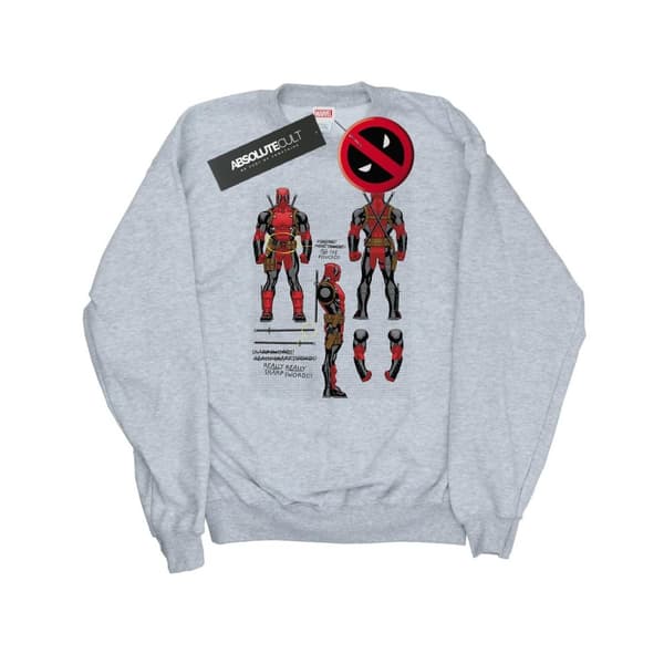 Marvel Mens Deadpool Action Figure Plans Sweatshirt