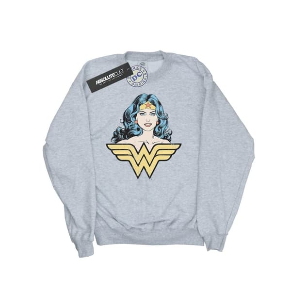 DC Comics Mens Wonder Woman Gaze Sweatshirt Sports Grey XL