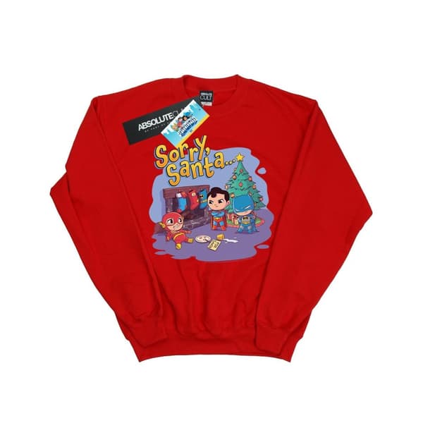 DC Comics Mens Super Friends Sorry Santa Sweatshirt