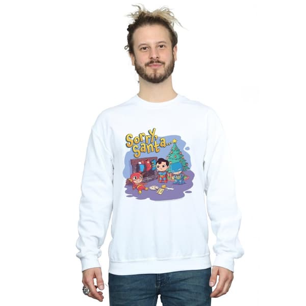 DC Comics Mens Super Friends Sorry Santa Sweatshirt
