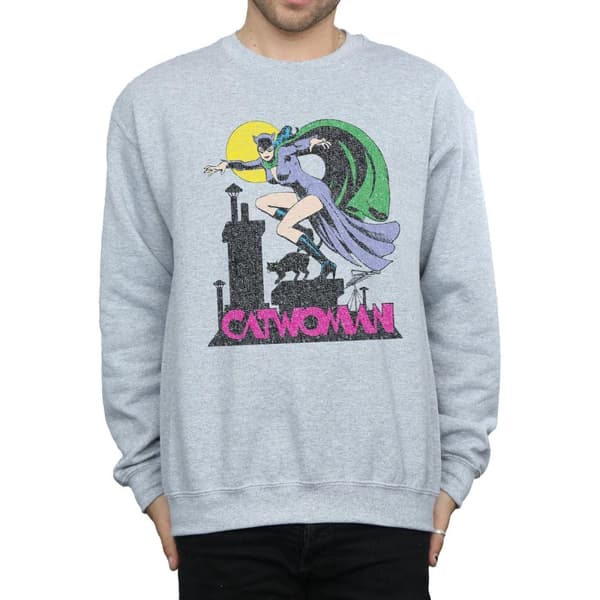 DC Comics Mens Catwoman Crackle Logo Sweatshirt