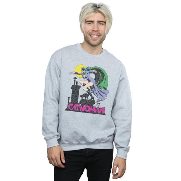 DC Comics Mens Catwoman Crackle Logo Sweatshirt