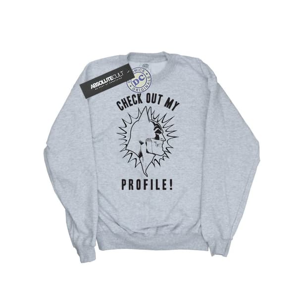 DC Comics Mens Batman Check Out My Profile Sweatshirt Sports Grey L