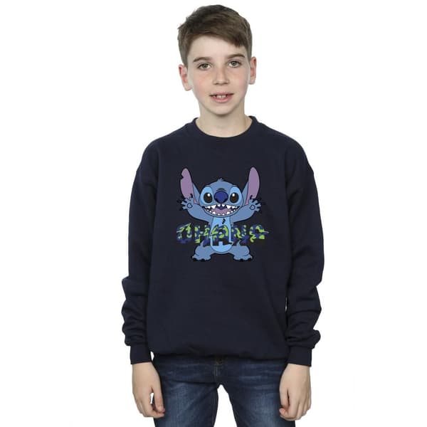 Disney Boys Lilo And Stitch Ohana Blue Glitch Sweatshirt