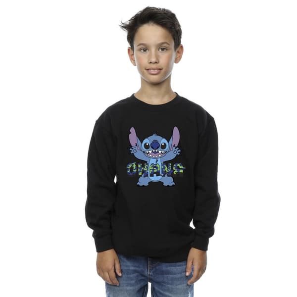 Disney Boys Lilo And Stitch Ohana Blue Glitch Sweatshirt