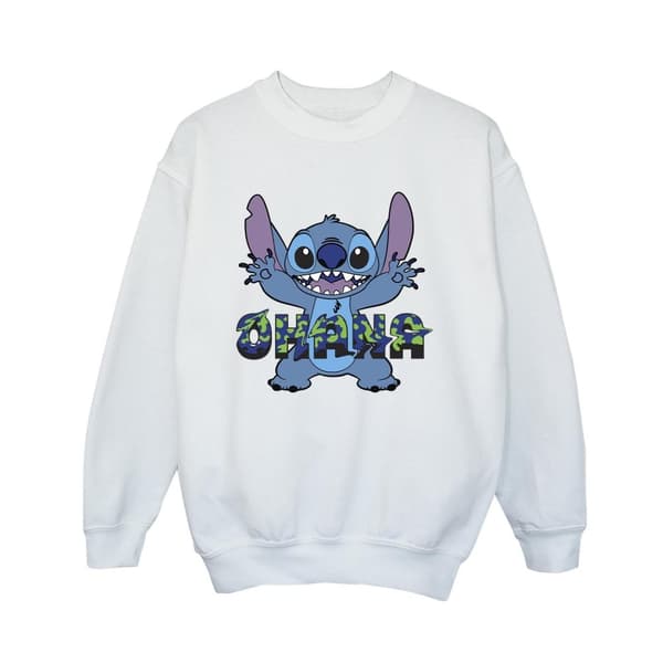 Disney Boys Lilo And Stitch Ohana Blue Glitch Sweatshirt