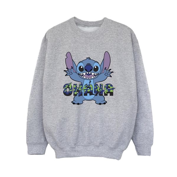 Disney Boys Lilo And Stitch Ohana Blue Glitch Sweatshirt