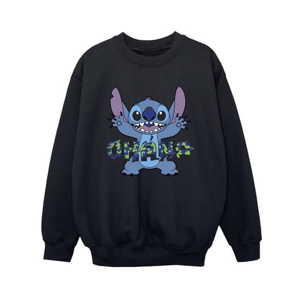 Disney Boys Lilo And Stitch Ohana Blue Glitch Sweatshirt
