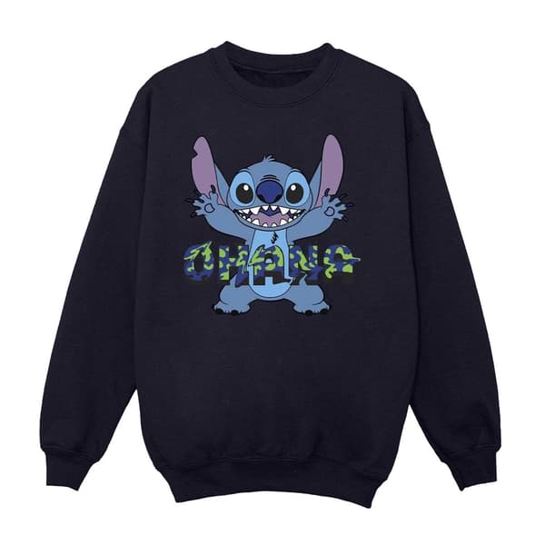 Disney Dam/Tjej Lilo And Stitch Ohana Blå Glitch Sweatshirt