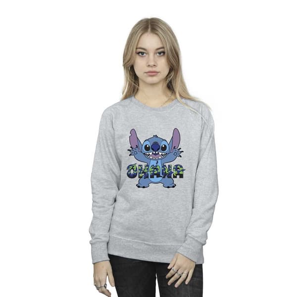 Disney Dam/Tjej Lilo And Stitch Ohana Blå Glitch Sweatshirt